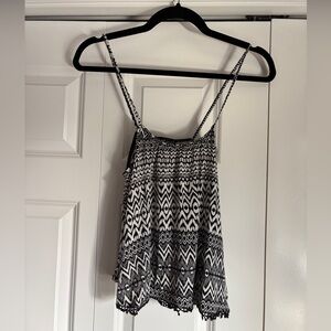 Wet Seal Black and White Geometric Spaghetti Strap Cami